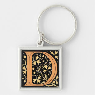 Porte-clés Noir et ` D de lettre d'or'