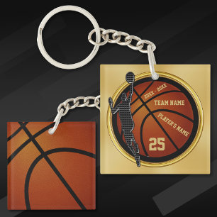 Porte-clés Noir et or personnalisé, cadeaux de basket-ball,