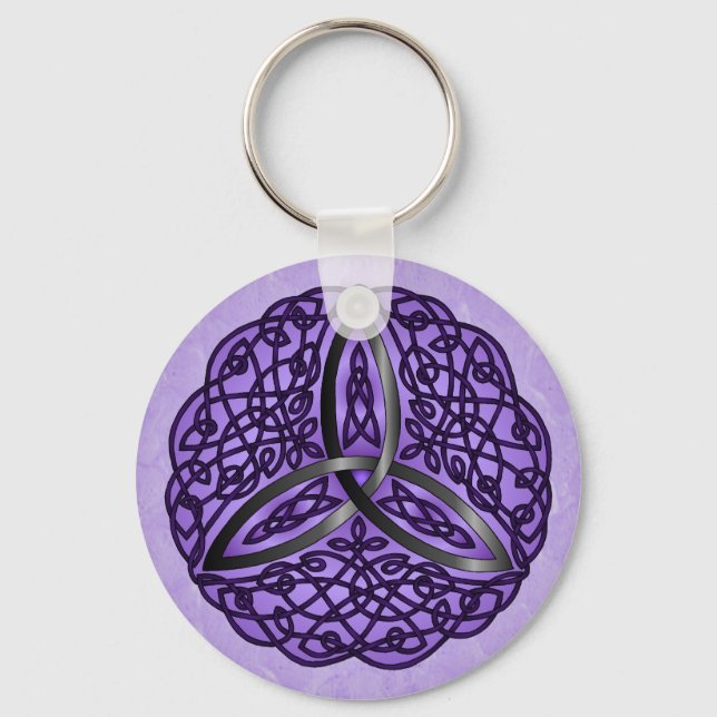 Porte-clés Noir et violet Art Celtique Trinity noeud (Recto)
