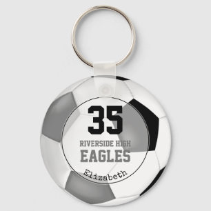Porte-clés noir gris simple équipe couleurs football balle fi