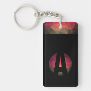 Porte-clés Noir logo initial rond moderne ombre porte - clé