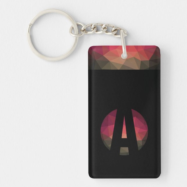 Porte-clés Noir logo initial rond moderne ombre porte - clé (Devant)