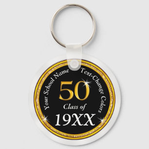 Porte-clés Noir, Or et Blanc 50ème Classe de Réunion Faveurs