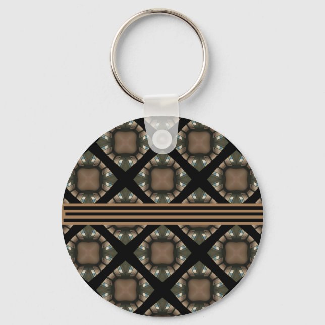 Porte-clés Noir & Or Moderne Motif de Monogramme classique (Recto)