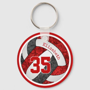 Porte-clés noir rouge coutume filles volleball équipe couleur