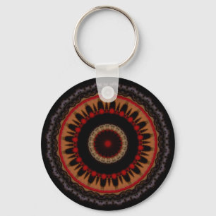 Porte-clés Noir, rouge et mandala d'or