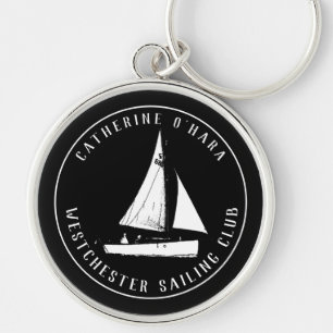 Porte-clés noir vintage personnalisé club de voile