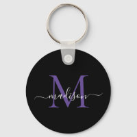 Noir Violet Monogramme Nom Élégant Script