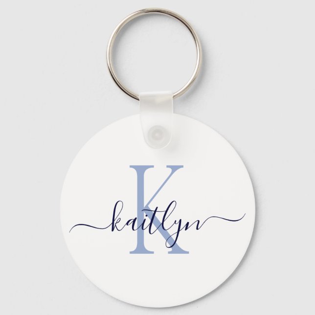 Porte-clés Nom bleu Monogramme initial (Recto)