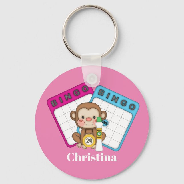 Porte-clés Nom d'ajout de singe Bingo mignon (Recto)