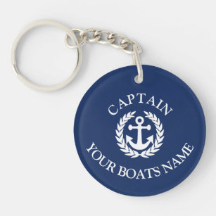 Porte-clés Nom de bateau et ancre nautique de capitaines