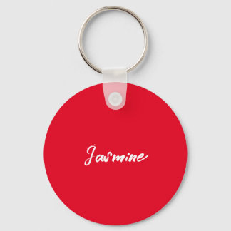 Porte-clés Nom de calligraphie rouge blanc minimaliste modern