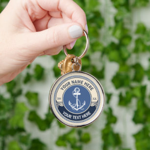 Porte-clés Nom de capitaine et de bateau personnalisé Bordure