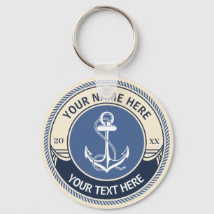 Porte-clés Nom de capitaine et de bateau personnalisé Bordure