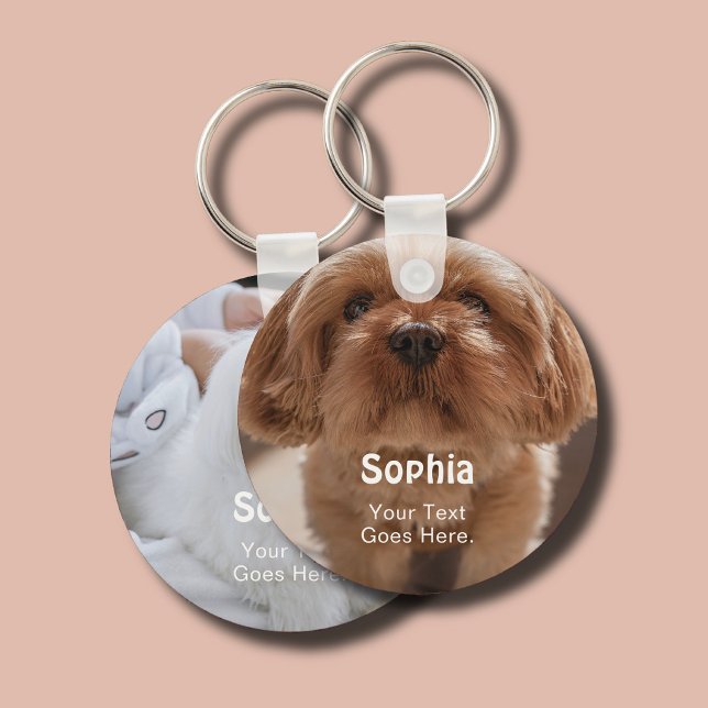 Porte-clés Nom de chien de compagnie 2 Photo Mignonne (Créateur téléchargé)