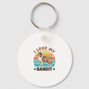 Porte-clés Nom de chien personnalisé Design Rétro Coucher de