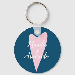 Porte-clés Nom de couples cœur rose mignon