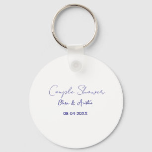 Porte-clés nom de date de douche de couple violet tendance si