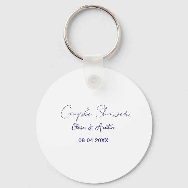 Porte-clés nom de date de douche de couple violet tendance si (Recto)