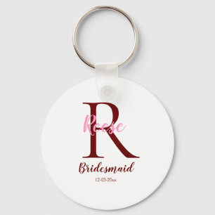 Porte-clés nom de demoiselle d'honneur monogramme simple pers