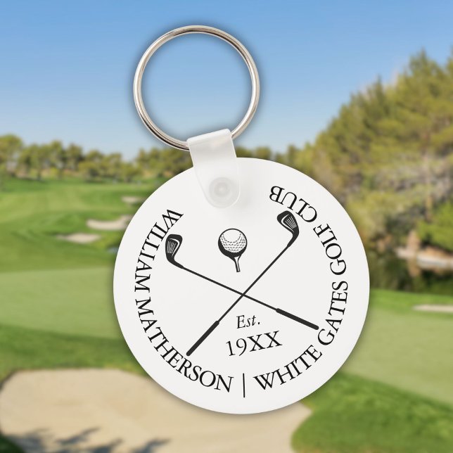Porte-clés Nom de golf personnalisé Moderne Classique (Personalized Modern Classic Golf Club Name Keychain
)
