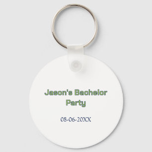 Porte-clés Nom de la fête de Bachelor date simple minimal mei