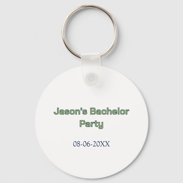 Porte-clés Nom de la fête de Bachelor date simple minimal mei (Recto)
