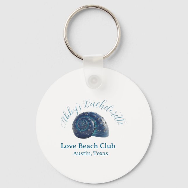 Porte-clés Nom de la fête de fiançailles de plage coquille de (Recto)