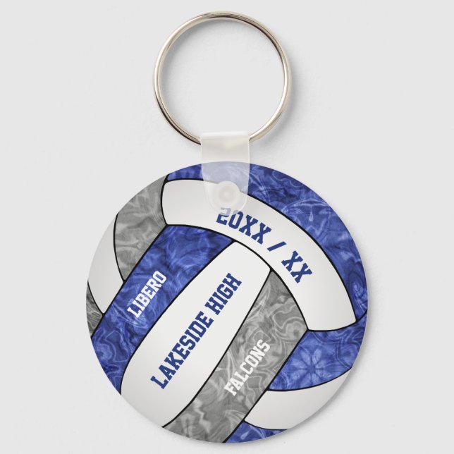 Porte-clés nom de la mascotte de l'école de volley-ball gris  (Recto)