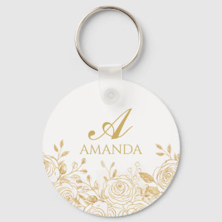 Porte-clés Nom de la Personnaliser Gold Luxury Flower