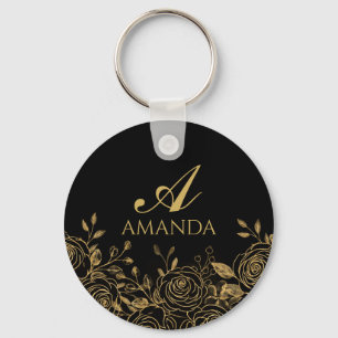 Porte-clés Nom de la Personnaliser Gold Luxury Flower