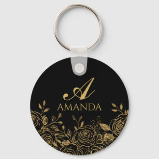 Porte-clés Nom de la Personnaliser Gold Luxury Flower