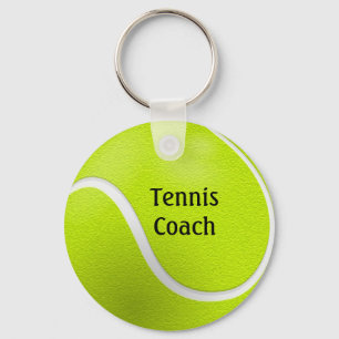 Porte-clés Nom de l'entraîneur de balle de tennis jaune
