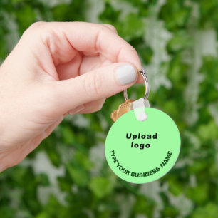 Porte-clés Nom de l'entreprise et logo, Aluminium rond vert c