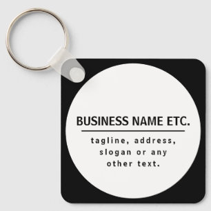 Porte-clés Nom de l'entreprise & Slogan/autre texte Noir &