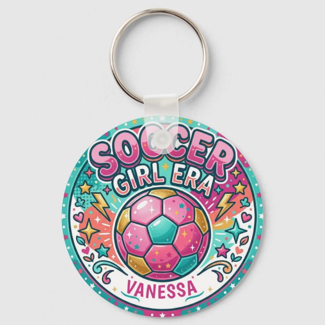 Porte-clés Nom de l'ère de la footballeuse rose (Recto)