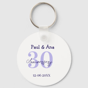 Porte-clés nom de lettre gras violet 30e anniversaire simple