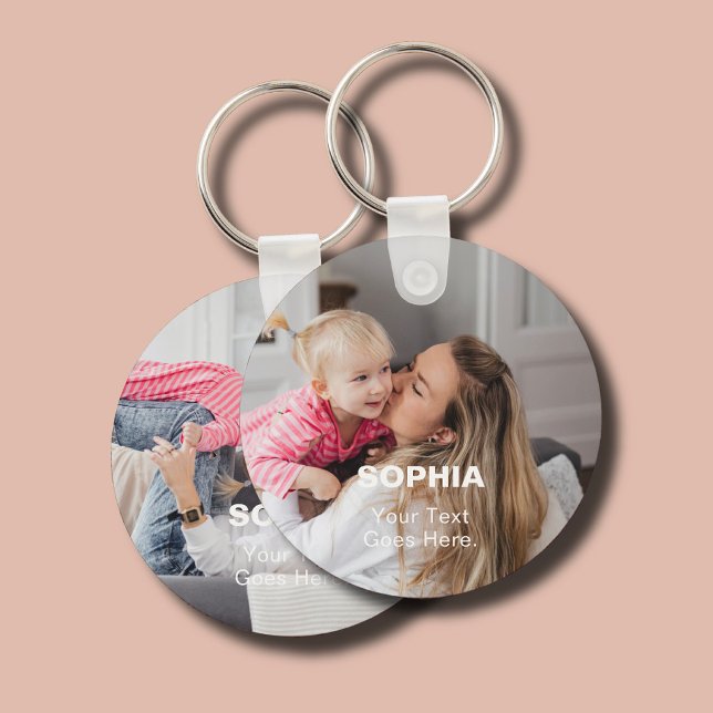 Porte-clés Nom de maman 2 Photo Simple (Créateur téléchargé)