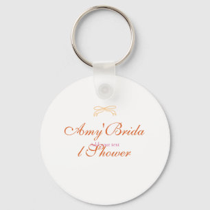Porte-clés nom de mariage à ruban orange rétro gras dessiné à
