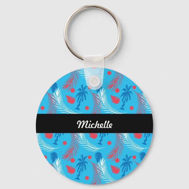 Porte-clés Nom de motif d'île à thème tropical portoricain (Recto)
