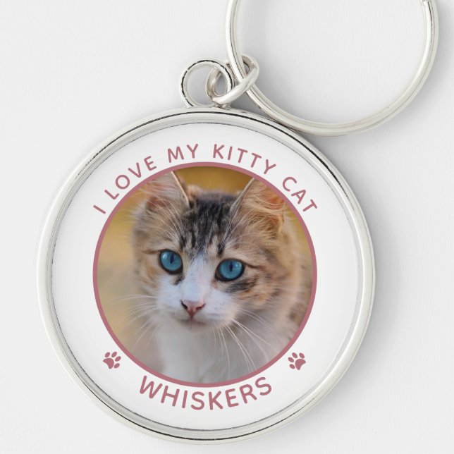 Porte-clés Nom de photo de chat mignon Empreintes de pattes r (Devant)