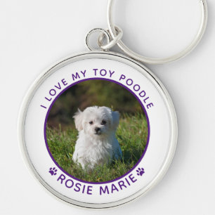 Porte-clés Nom de photo de chien mignon Empreintes de pattes
