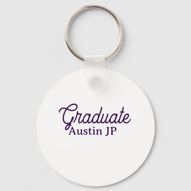 Porte-clés nom de remise des diplômes violet simple minimal s (Recto)