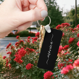 Porte-clés Nom de signature girly noir et blanc