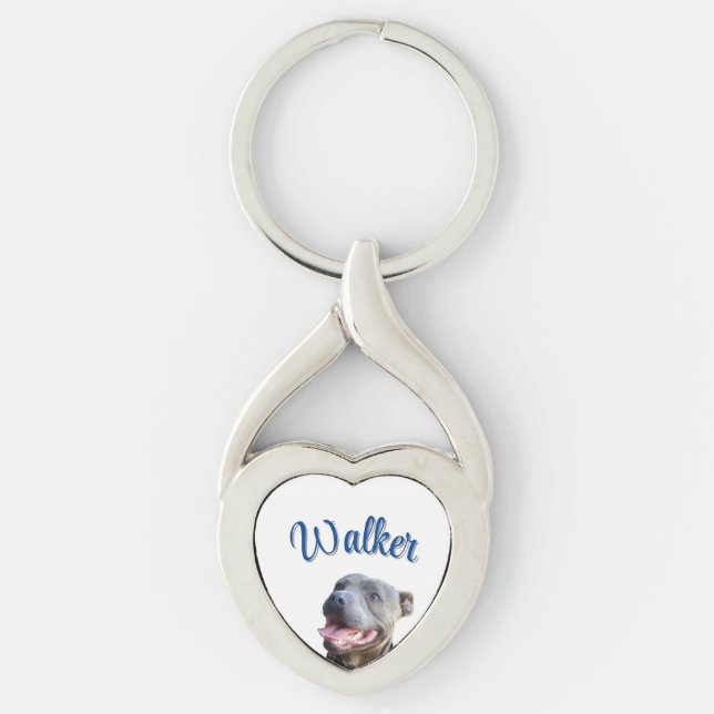 Porte-clés Nom de Walker avec Staffy Bull Terrier,  (Devant)