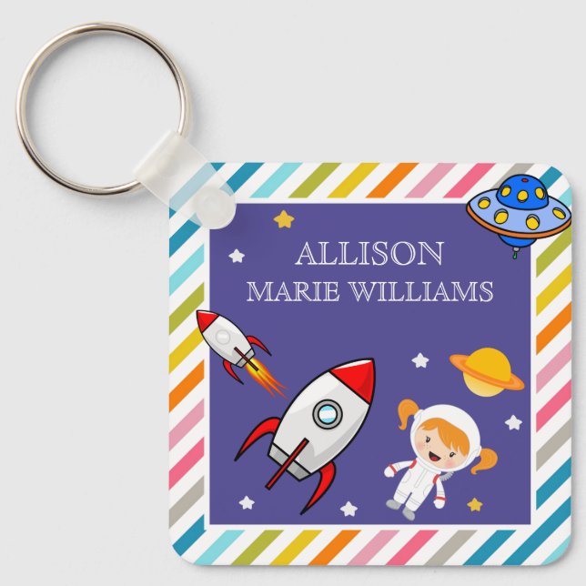 Porte-clés Nom des filles des fusées spatiales astronautes (Recto)