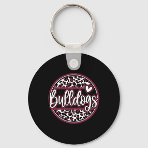Porte-clés Nom d'esprit scolaire Leopard Bulldogs Équipe de f