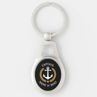 Porte-clés Nom du bateau capitaine Ancre Gold Style Laurel Me