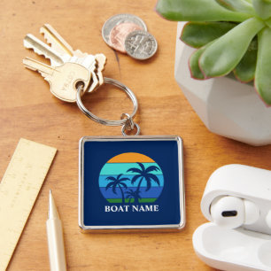 Porte-clés Nom du bateau Sun Palm Trees Blue Premium