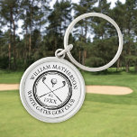 Porte-clés Nom du club de golf personnalisé Date de création<br><div class="desc">Dotés d'un club de golf classique traversé et d'un design de balle de golf, et d'une bordure à effet de tampon, ces porte - clés sont idéaux pour tous les clubs de golf et les membres du club de golf. Personnalisez avec le nom du membre du club, le nom du...</div>